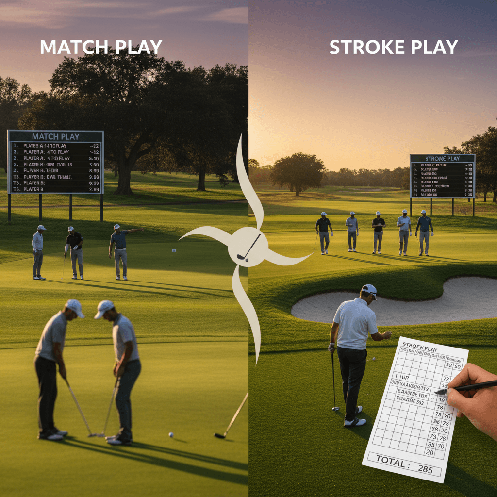 Golfers comparing scorecards on course